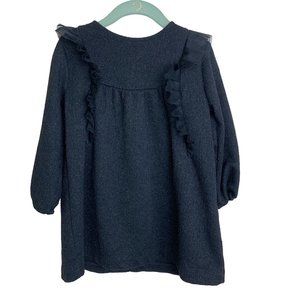 Zara Black Metallic Ruffle Special Occasion Dress Girls Size 3-4